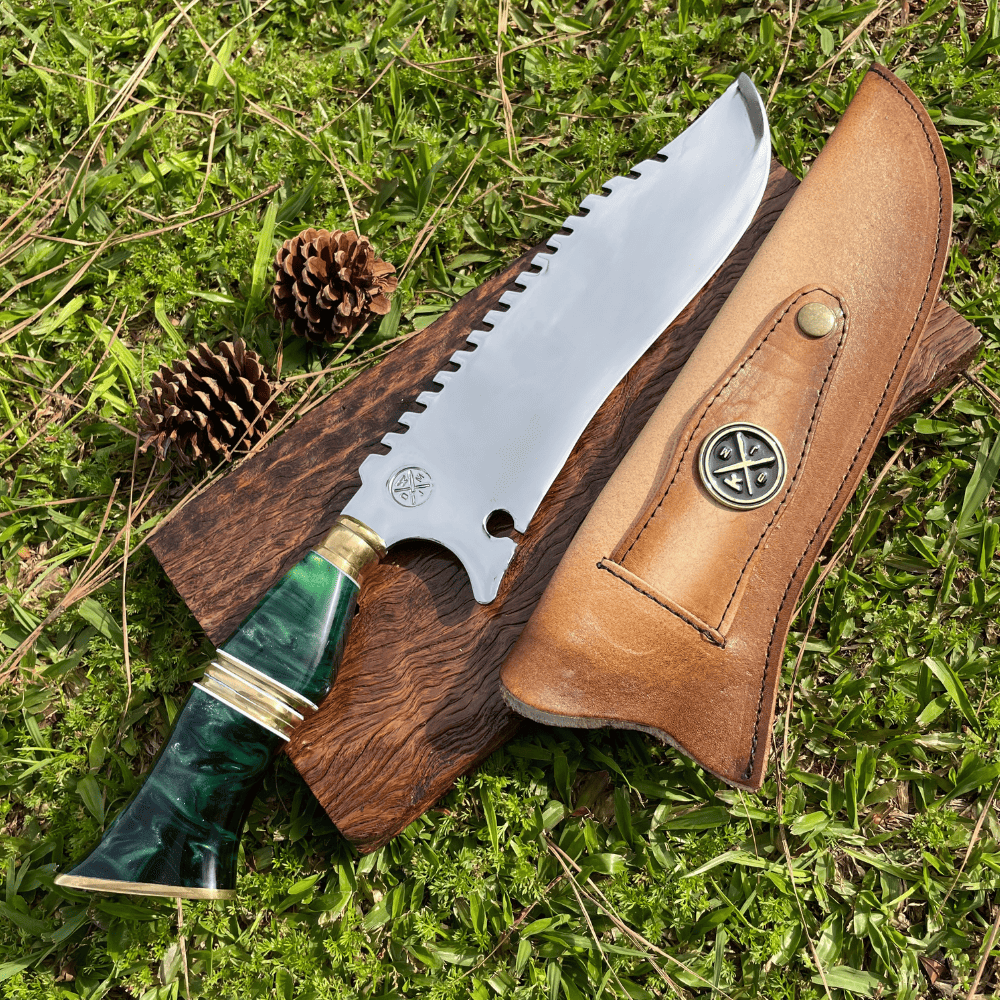 Faca Picanheira Rambo Esmeralda Estilo Bowie 4mm | Frete Grátis + Bainha + Seu Nome Grátis