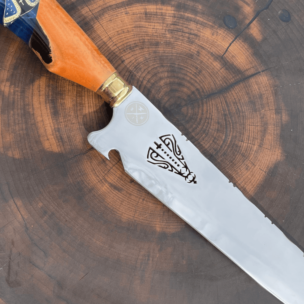 Faca Picanheira Nossa Senhora 3mm | Frete Grátis + Bainha + Seu Nome Grátis