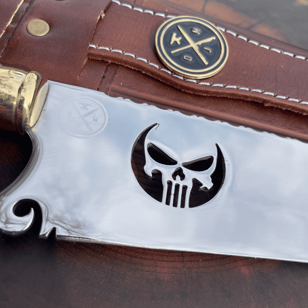 Faca Punisher Picanheira Pistola 3mm | Frete Grátis + Bainha + Seu Nome Grátis