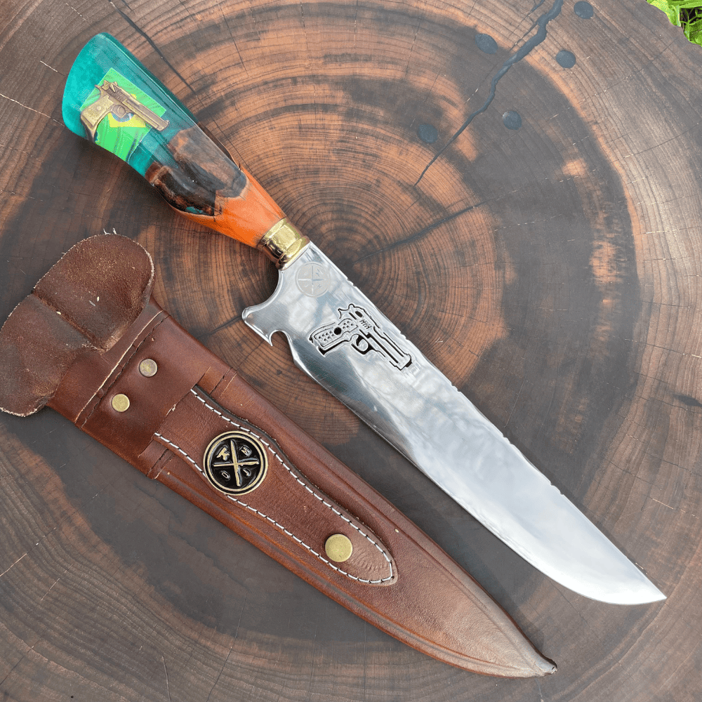 Faca Picanheira Pistola 3mm | Frete Grátis + Bainha + Seu Nome Grátis