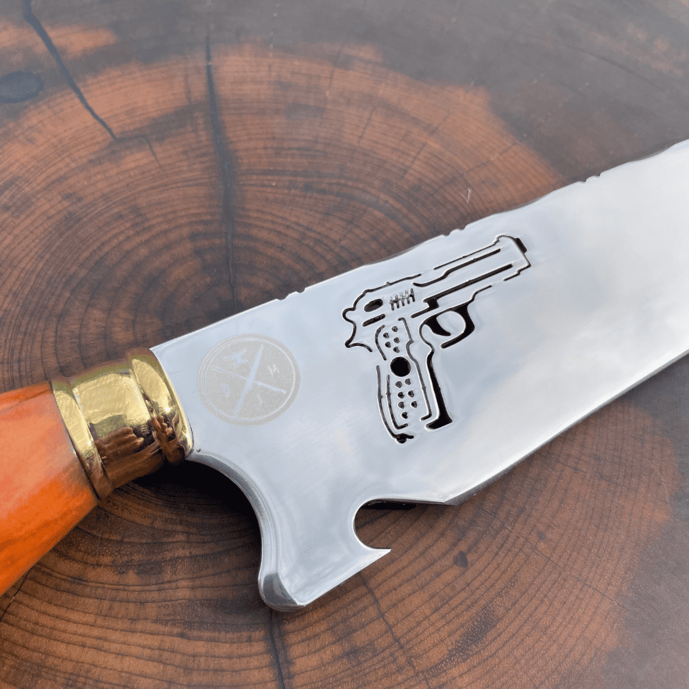 Faca Picanheira Pistola 3mm | Frete Grátis + Bainha + Seu Nome Grátis