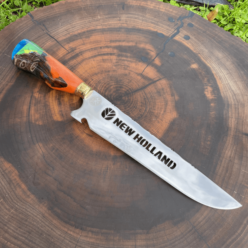 Faca Picanheira Trator New Holland 3mm | Frete Grátis + Bainha + Seu Nome Grátis