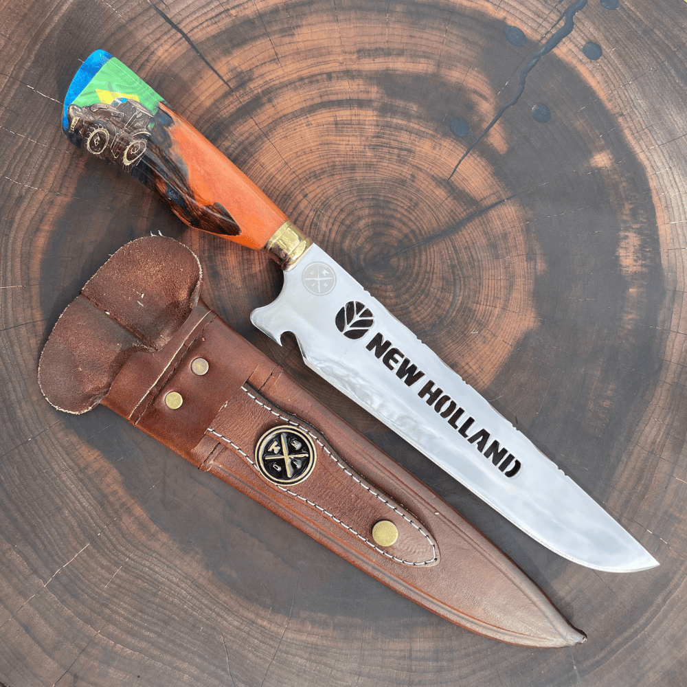 Faca Picanheira Trator New Holland 3mm | Frete Grátis + Bainha + Seu Nome Grátis