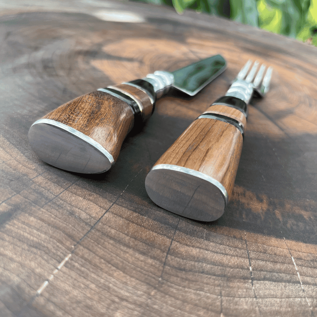 Kit Faca e Garfo Campeiro Marrom + Bainha