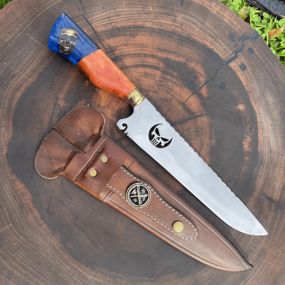 Faca Punisher Picanheira Pistola 3mm | Frete Grátis + Bainha + Seu Nome Grátis